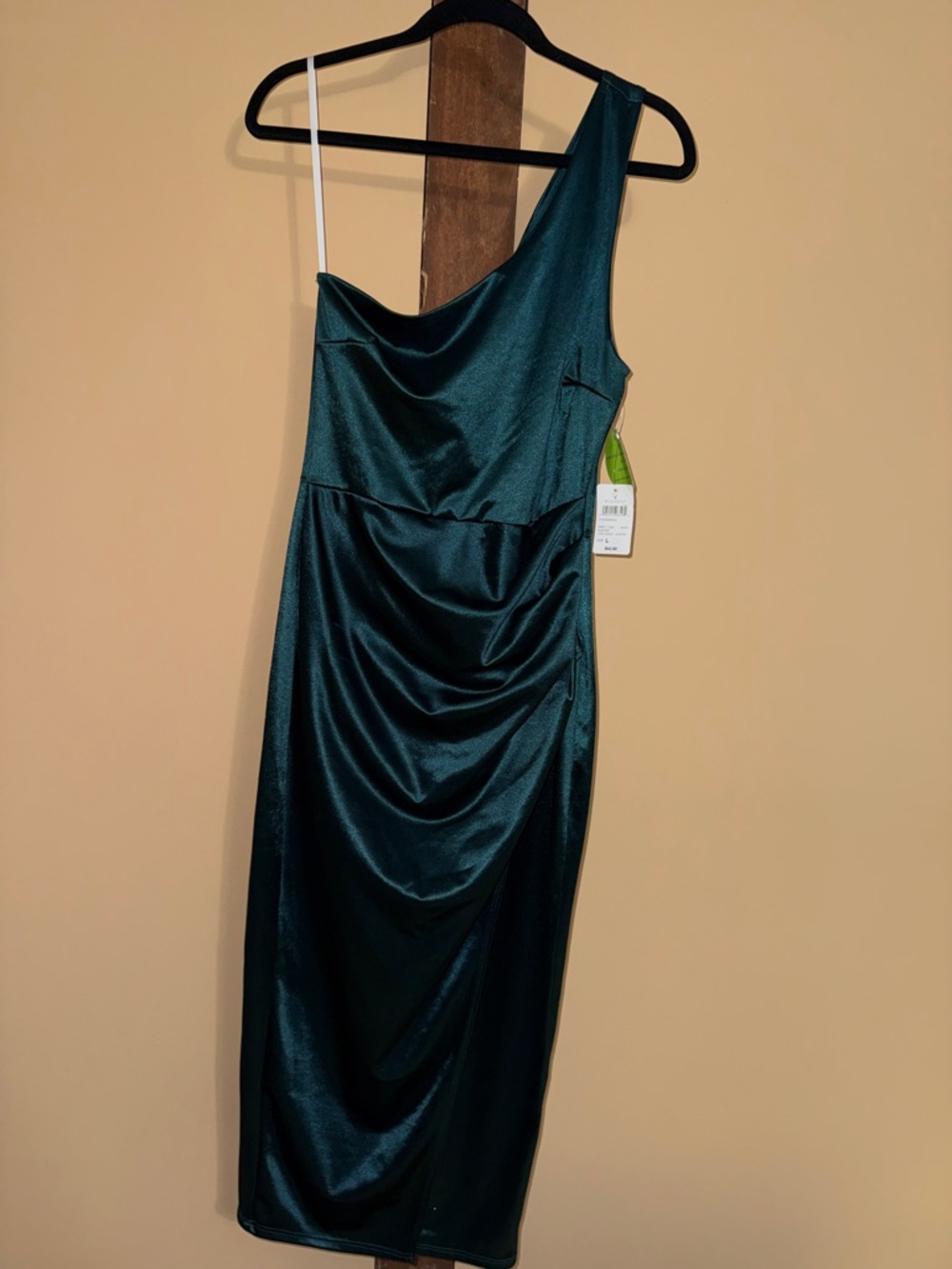 Windsor One-Shoulder Emerald Green Satin Dress